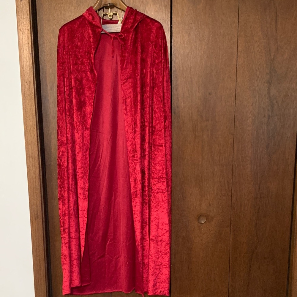 Burgundy faux Velvet Hooded Cape